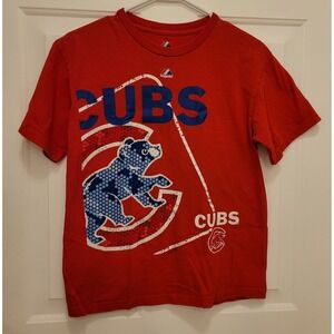 majestic Cubs youth large Red t- shirt Cub Graphic 100% cotton.